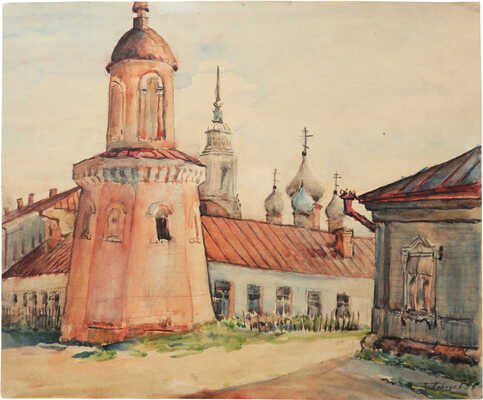 Лебедев Порфирий Маркович. Пейзаж с башней 